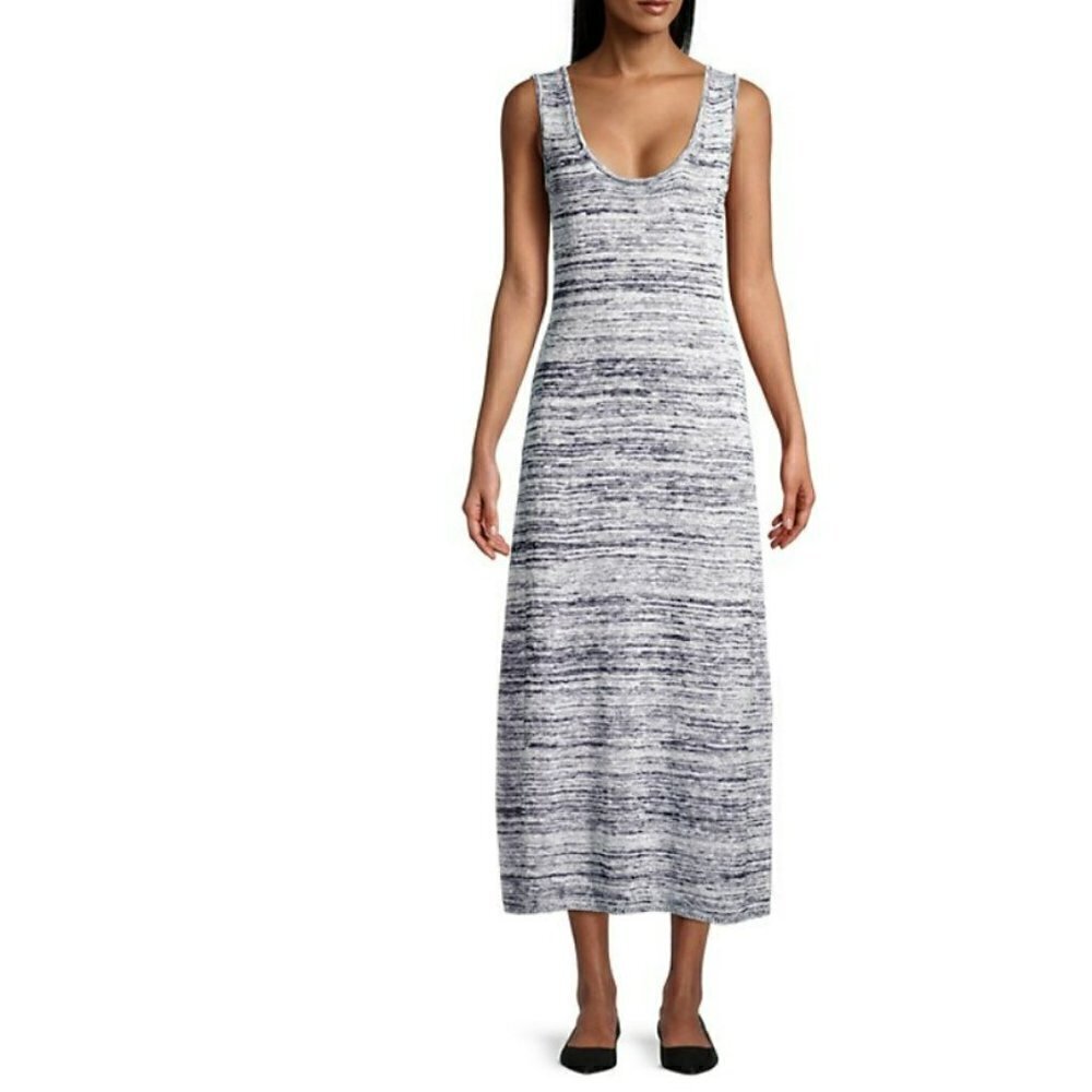 Max Mara Leisure Biglia Marbled Scoop Neck Knit Tank Dress Gray Sz Medium